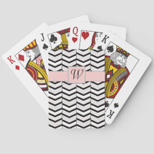 Cartas de Baralho Preta Branca e Blush Chevron