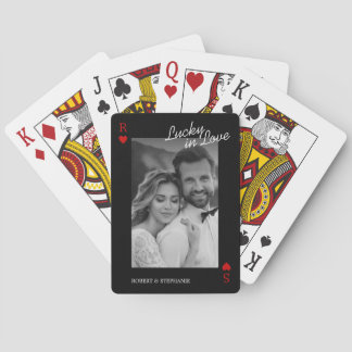 Cartas de Baralho Pretas com Foto de Casal Elegant