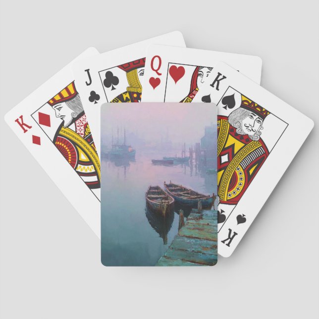 Cartas de Baralho Sereno Lago Penhasco Névoa (Verso)