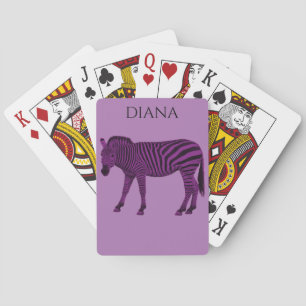 Cartas de baralho zebra roxa para crianças.