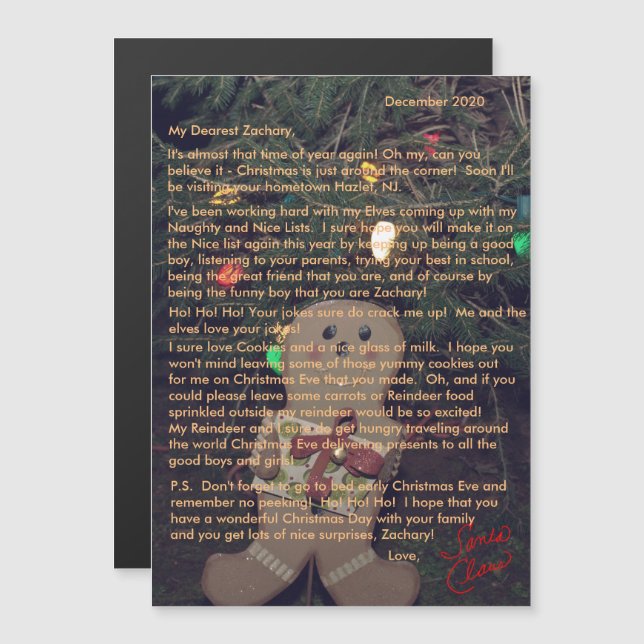 Cartas de Papai noel Gingerpão Magnético 5x7 (Frente/Verso)
