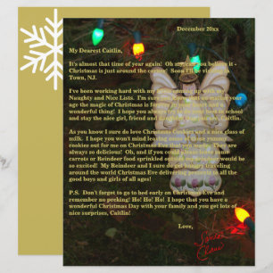 Cartas de Papai Noel Luzes de Anjo Dourado Nome