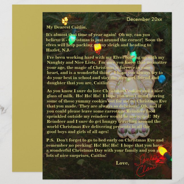 Cartas de Papais noeis Anjos Luzes Mais Velhos (Frente/Verso)