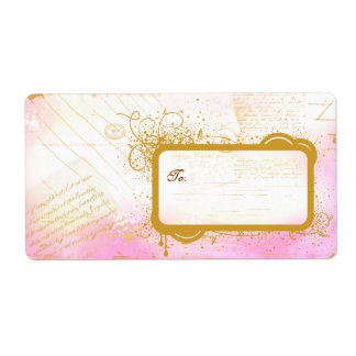 Cartas de Paris cor-de-rosa e Douradas etiquetas g