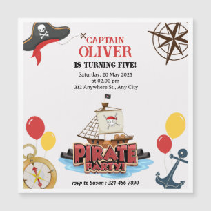 Cartas Magnéticas de Aniversário do Mar Pirata Náu