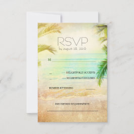 cartas RSVP de casamento romântico da praia do pôr