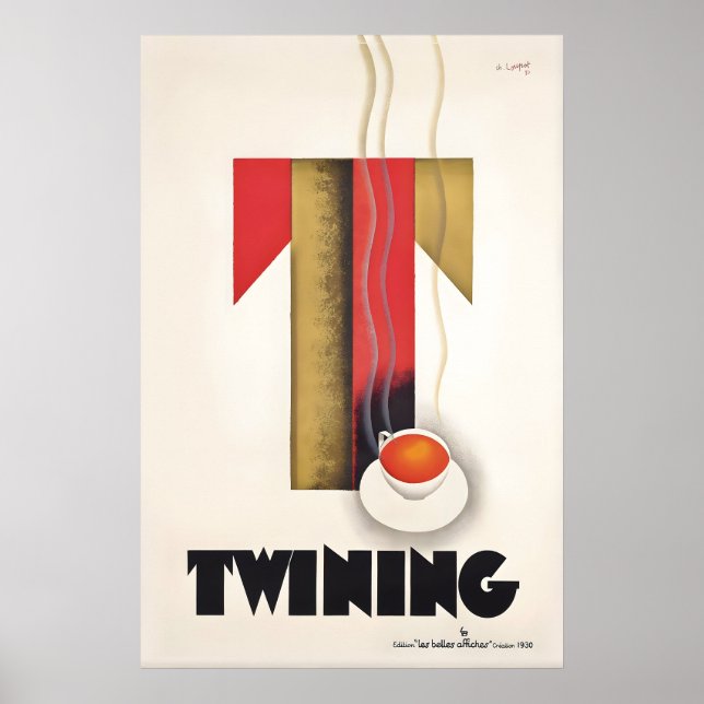 Cartaz Antigo de Chá Twining  Impressão de Xícara  (Frente)
