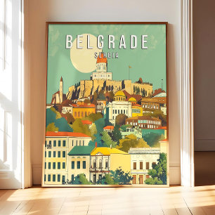 Cartaz Arte Impressão Belgrado Sérvia, Cidade Retr
