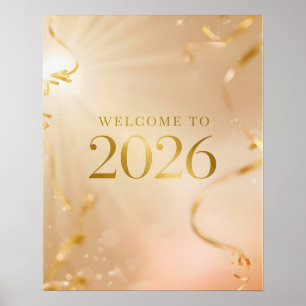 Cartaz “Bem-vindo a 2026” para Impressão – Golden