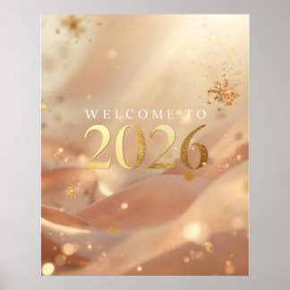 Cartaz “Bem-vindo a 2026” para Impressão – Golden