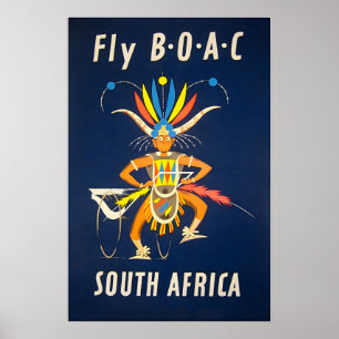 Cartaz da África do Sul BOAC Viagem Arte Impressão