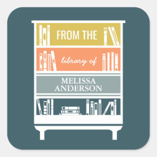 Cartaz Da Biblioteca De Autocolantes Quadrados