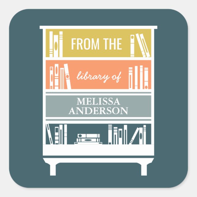 Cartaz Da Biblioteca De Autocolantes Quadrados (Frente)