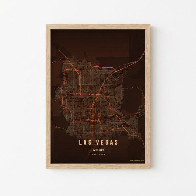 Cartaz da Cidade de Las Vegas Impressão Mapa de Ne (Criador carregado)