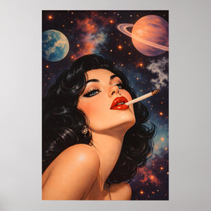 Cartaz da Mulher Cósmica, Impressão de Retrato Ret