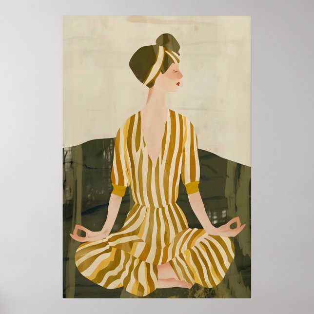 Cartaz da Pose do Lótus - Impressão Meditativa par (Frente)