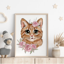 Cartaz de Animal de Gatinho Bebê Rosa | Impressão