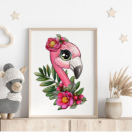 Cartaz de Animal Rosa de Flamingo Bebê | Impressão