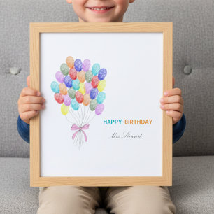 Cartaz de aniversário de professor com impressão d