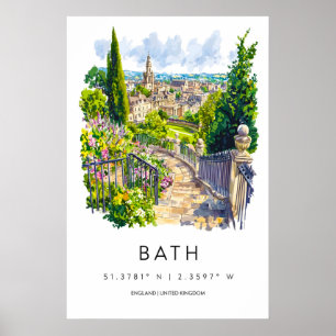 Cartaz de Aquarela de Banho Impressão de Viagem de