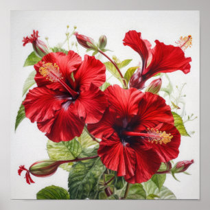 Cartaz de Arte com Impressão de Flor de Hibisco Ve