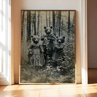 Cartaz de Arte da Família de Ursos, Impressão de A