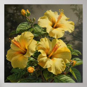 Cartaz de Arte de Impressão de Flor de Hibisco Ama