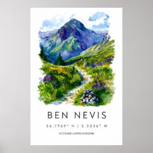 Cartaz de Ben Nevis em Aquarela Impressão de Viage