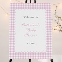 Cartaz de Boas-Vindas para Chá de Bebê em Xadrez R