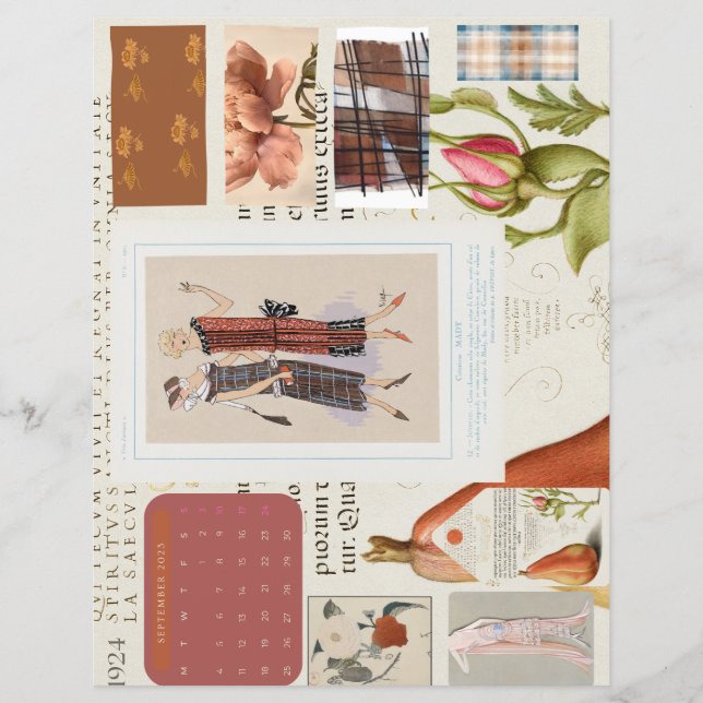 Cartaz de Calendário de Moda em Francês 1920 (Frente)