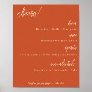 Cartaz de casamento do menu bar - Poster laranja q