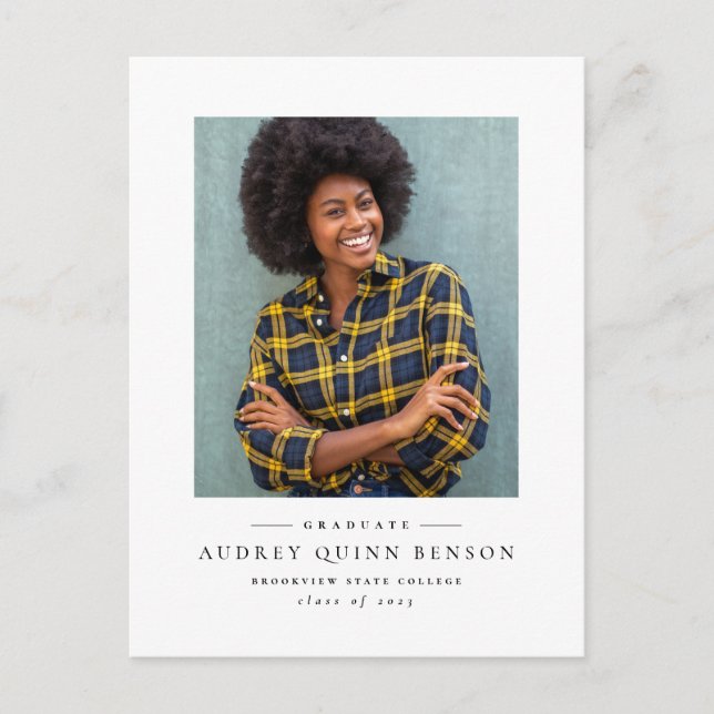 Cartaz de convite para a graduação em branco preto (Frente)