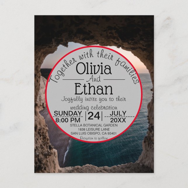 Cartaz de convite para casamento em praia (Frente)