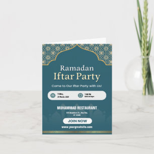 Cartaz de Convite para Iftar de Ramadan Azul, Bran