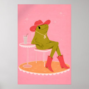 Cartaz de Cowgirl Frog, Impressão Animal Ocidental