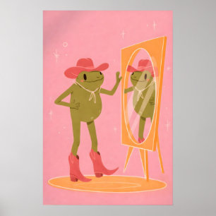 Cartaz de Cowgirl Frog, Impressão de Arte Ocidenta