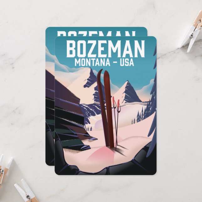 Cartaz de esqui Bozeman Montana (Frente/Verso In Situ)