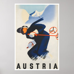 Cartaz de Esqui da Áustria Impressão de Esqui Arte