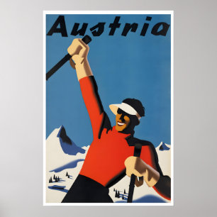 Cartaz de Esqui da Áustria Impressão de Esqui Arte