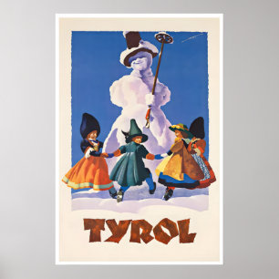 Cartaz de Esqui da Áustria Tyrol Impressão Arte Au
