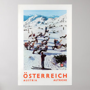 Cartaz de Esqui da Áustria Vintage Impressão de Vi