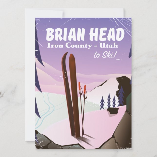 Cartaz de esqui de Brian Head, condado de Iron Uta (Verso)