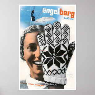 Cartaz de Esqui Engelberg Suíça Arte Impressão Suí