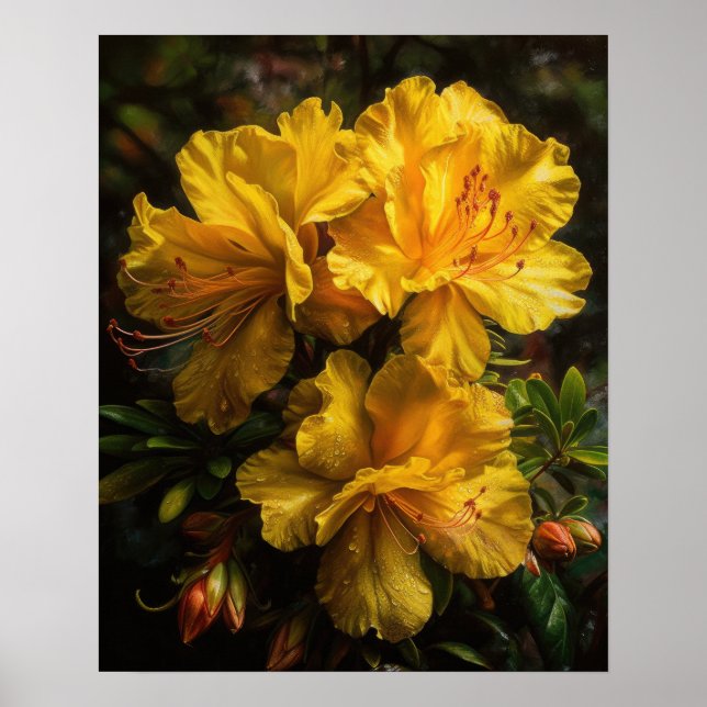 Cartaz de Impressão Artística de Flores de Azaléia (Frente)