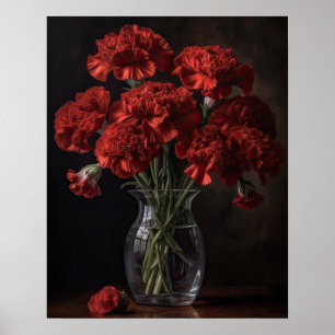Cartaz de Impressão Artística de Flores de Cravo V