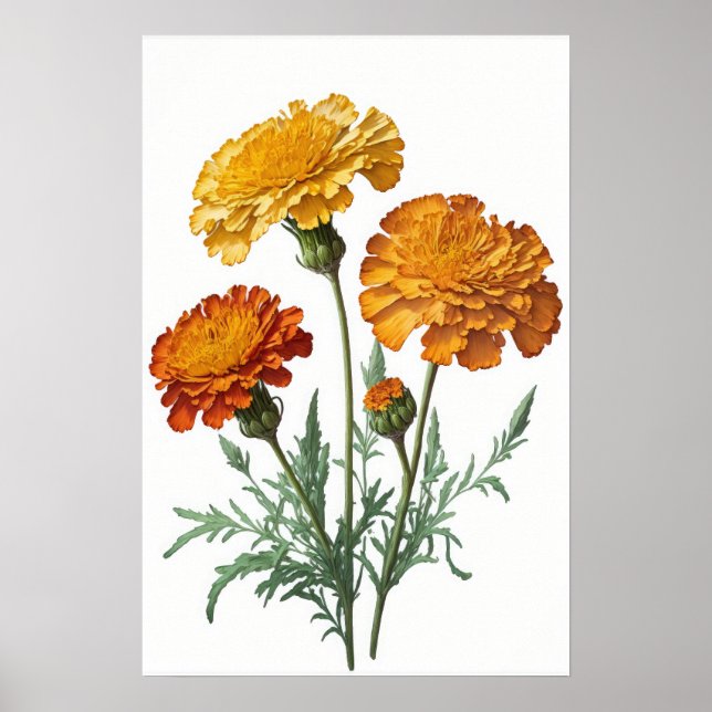 Cartaz de Impressão Artística de Flores Laranja de (Frente)