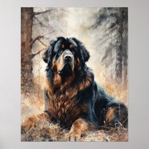 Cartaz de Impressão Artística do Cão Mastim Tibeta