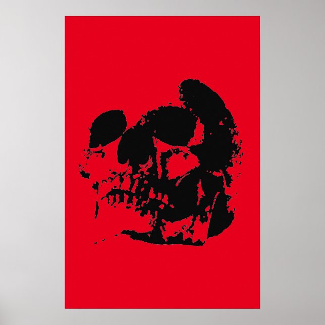 Cartaz de Impressão da Caveira - Arte Pop Preta e  (Frente)