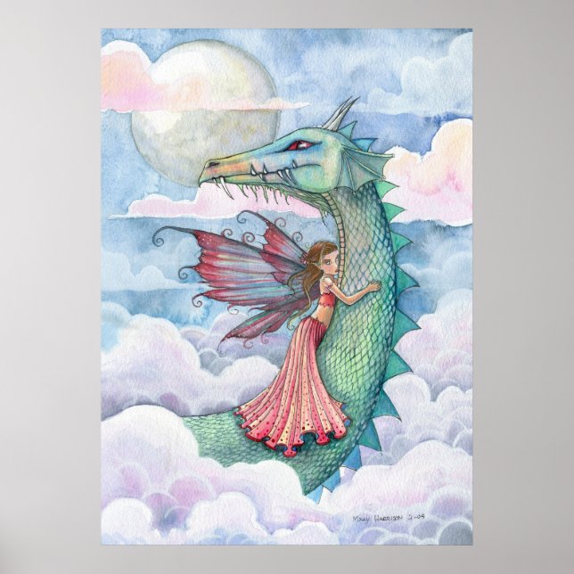 Cartaz de Impressão da Fada Dragão Cloud Busting (Frente)