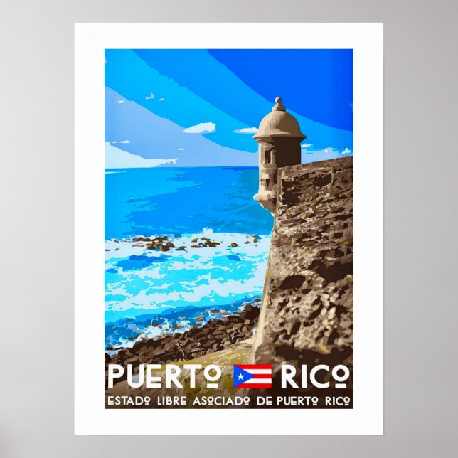 Cartaz de Impressão da Ilha de Porto Rico (Frente)